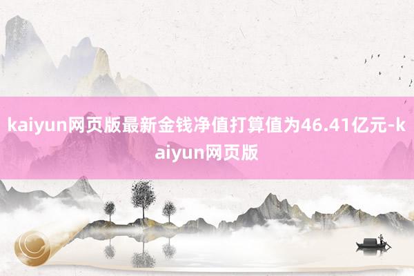 kaiyun网页版最新金钱净值打算值为46.41亿元-kaiyun网页版