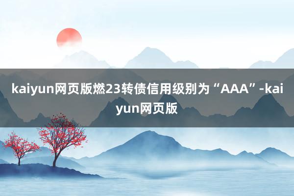 kaiyun网页版燃23转债信用级别为“AAA”-kaiyun网页版