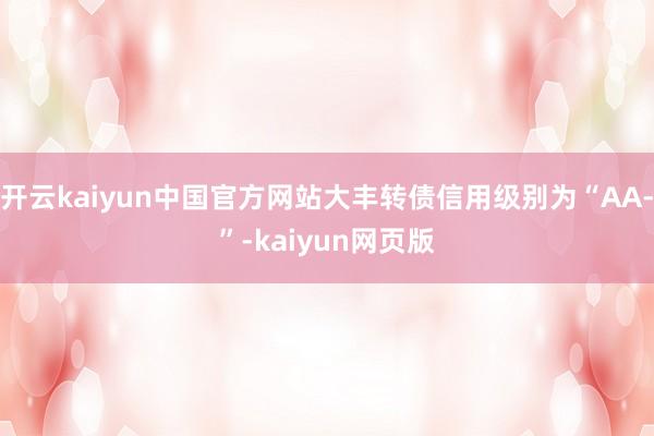 开云kaiyun中国官方网站大丰转债信用级别为“AA-”-kaiyun网页版