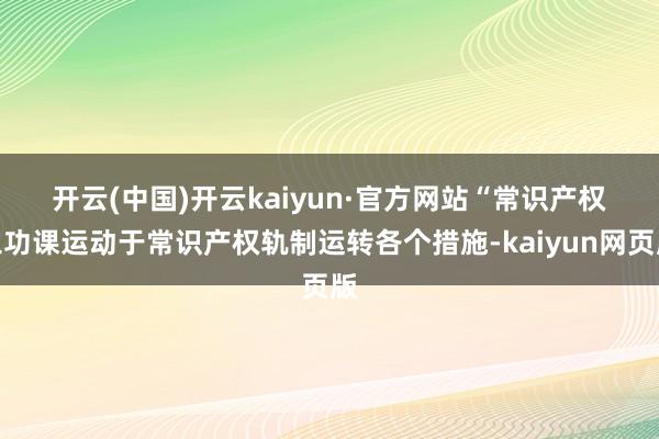 开云(中国)开云kaiyun·官方网站  “常识产权工功课运动于常识产权轨制运转各个措施-kaiyun网页版