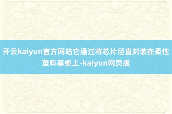 开云kaiyun官方网站它通过将芯片径直封装在柔性塑料基板上-kaiyun网页版