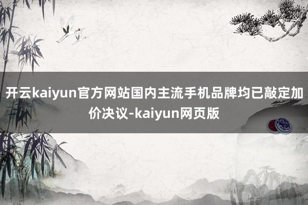 开云kaiyun官方网站国内主流手机品牌均已敲定加价决议-kaiyun网页版